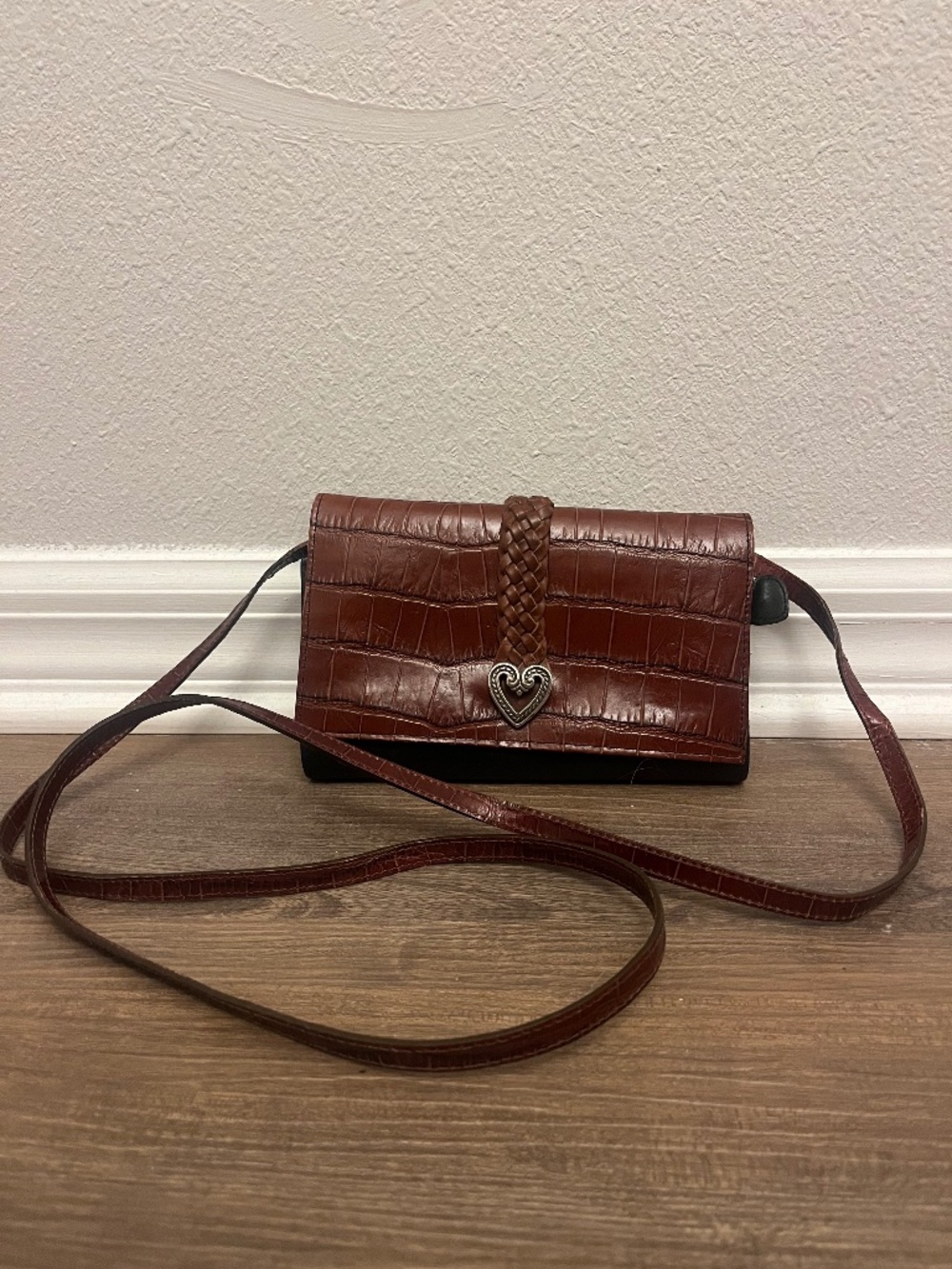 Vintage Brighton Two Tone Leather Checkbook Wallet/Crossbody